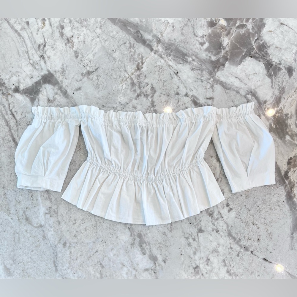 Cropped, off-the-shoulder, white blouse - size SMALL.